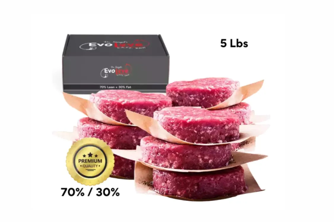 5 lbs - 10 (8 oz) Frozen Raw Patties - 70/30 (Health Challenged Pets)