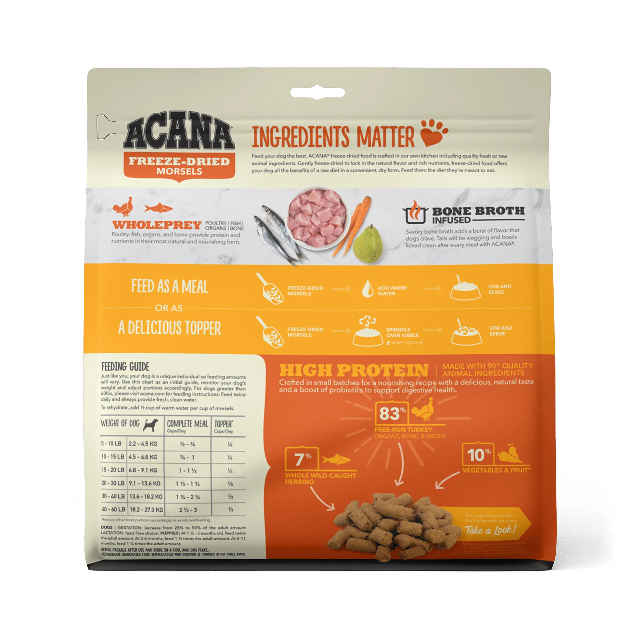 Acana Freeze-Dried Food Free-Run Turkey Recipe Morsels for Dogs