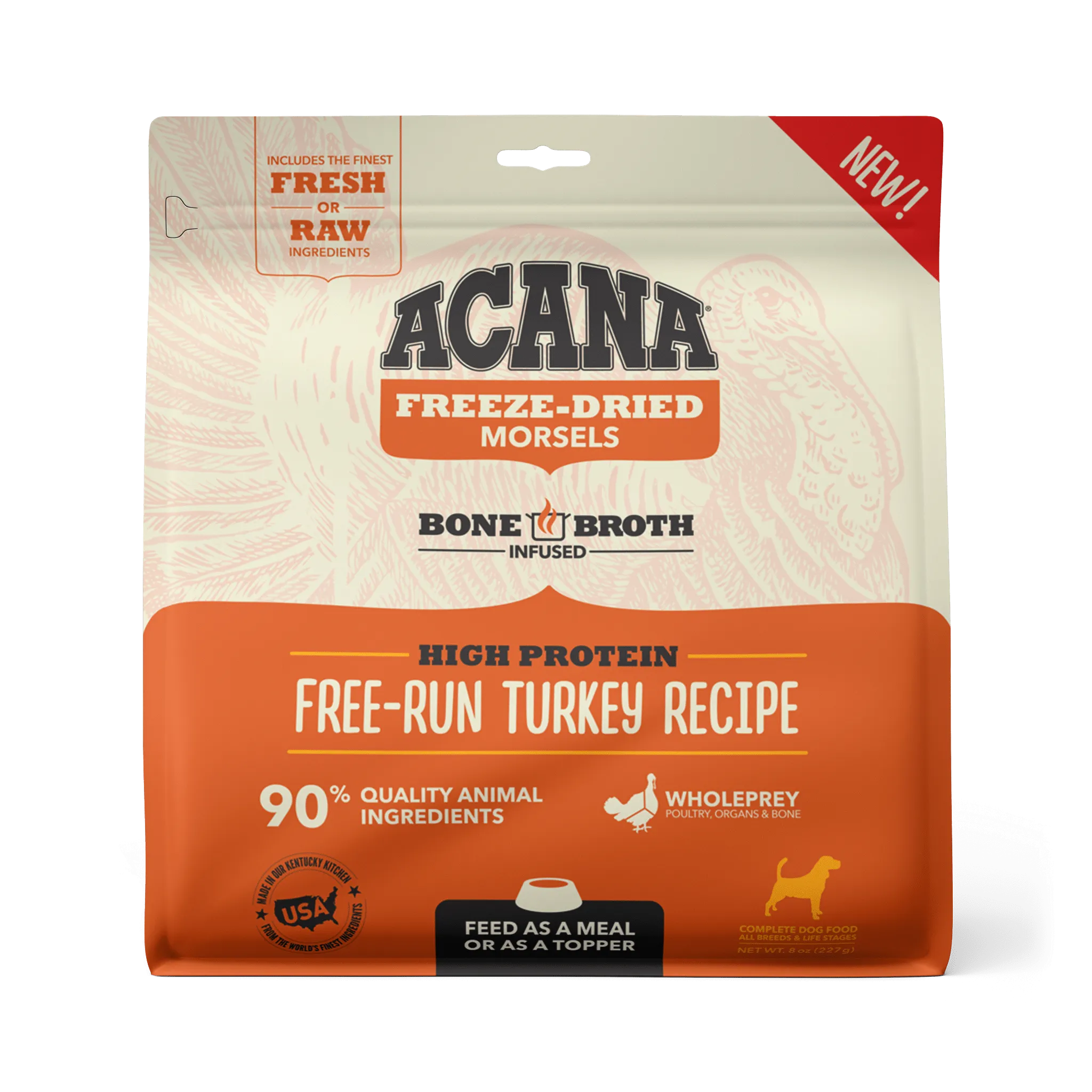 Acana Freeze-Dried Food Free-Run Turkey Recipe Morsels for Dogs