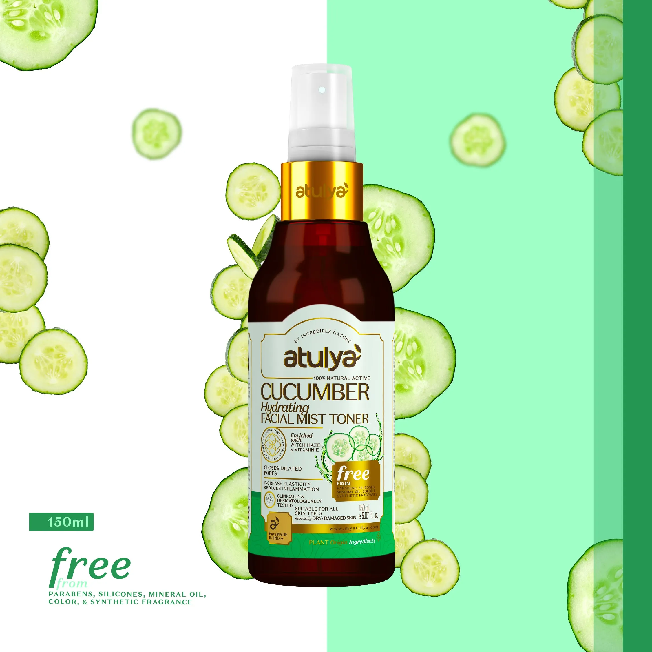 atulya Cucumber Hydrating Facial Mist toner (Add 2 Products in the Cart & Get 1 Free Product Use Code: B1G1)