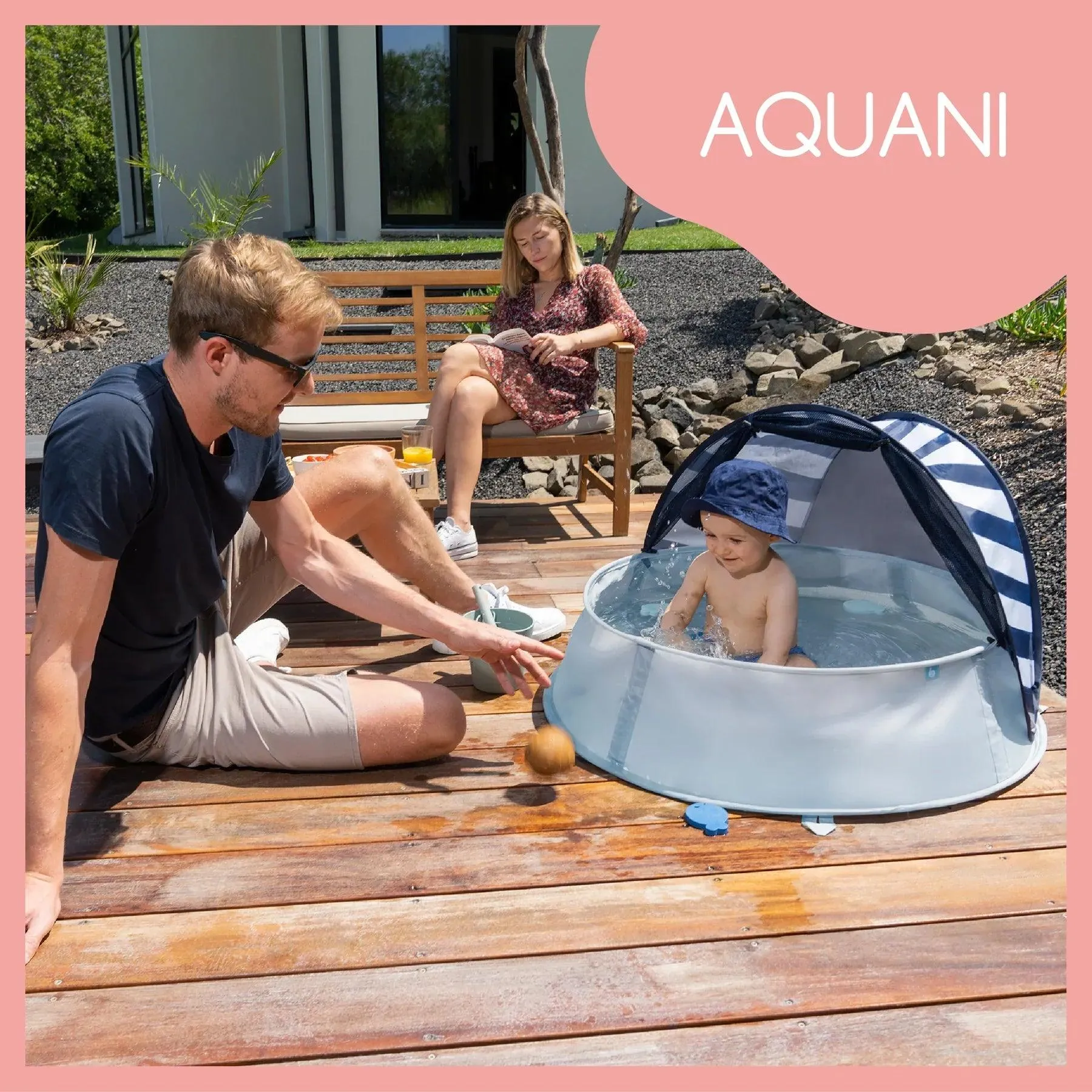 Babymoov Aquani Anti UV tent and Paddling Pool Mariniere 0 