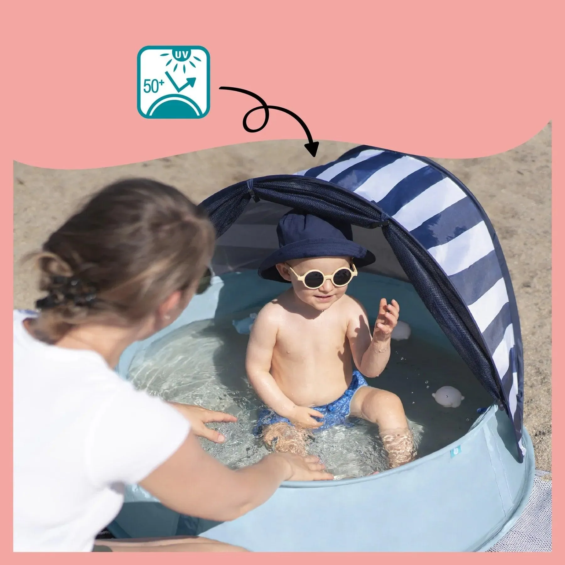 Babymoov Aquani Anti UV tent and Paddling Pool Mariniere 0 