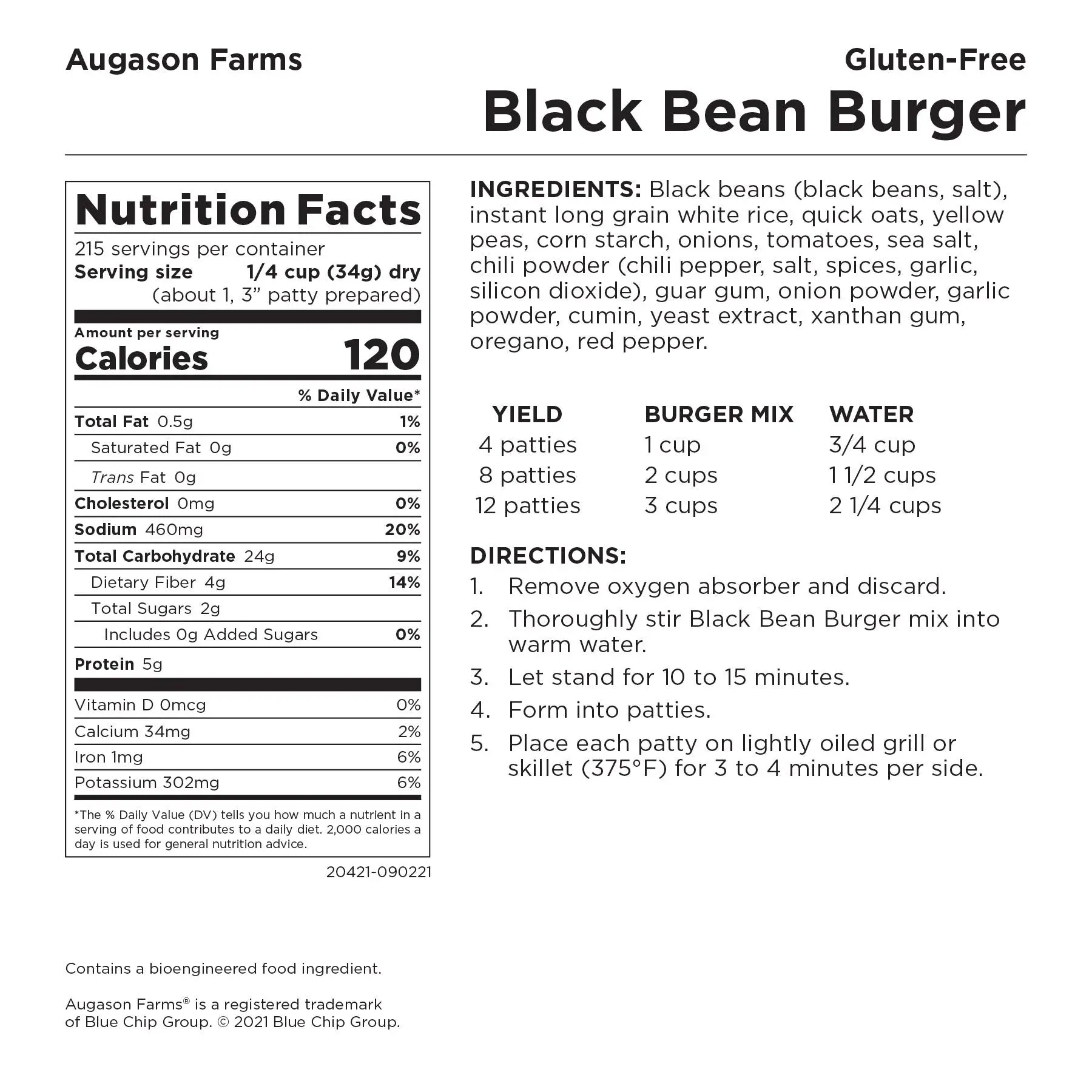 Black Bean Burger Mix Pail