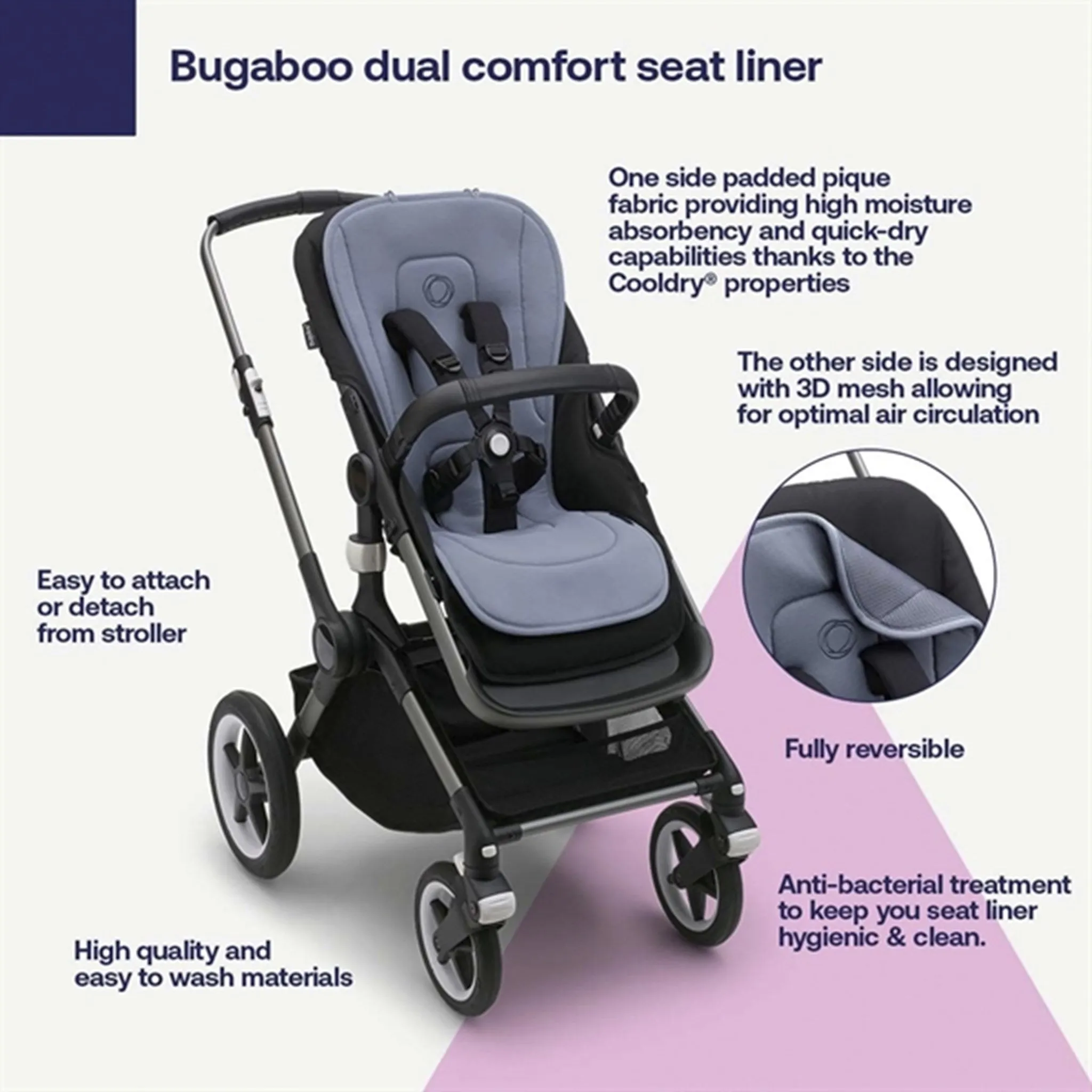 Bugaboo Dual Comfort Seat Liner Morning Pink