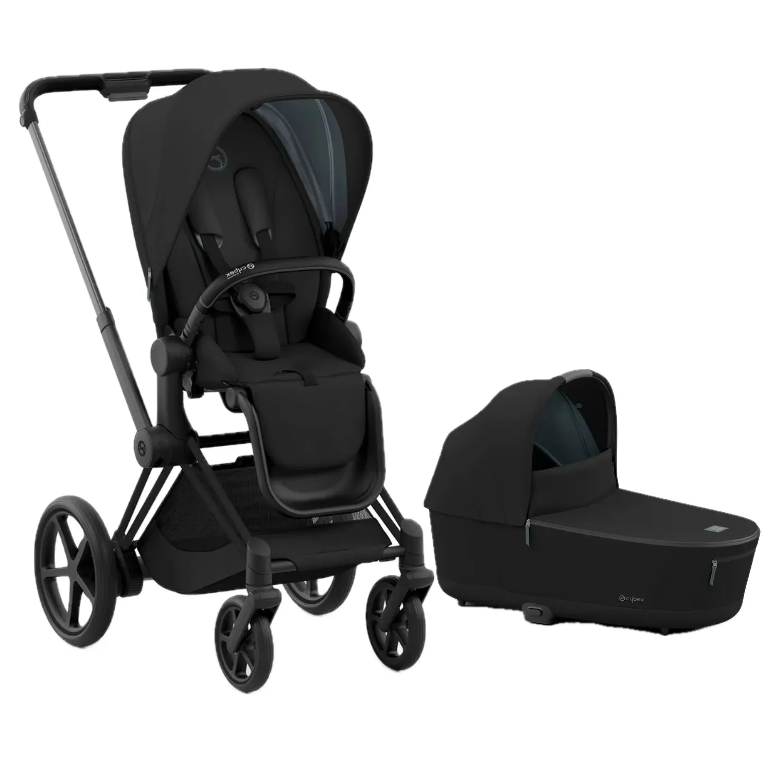 E-Priam Smart Electric Stroller   Free Carry Cot - Matte Black/Deep Black