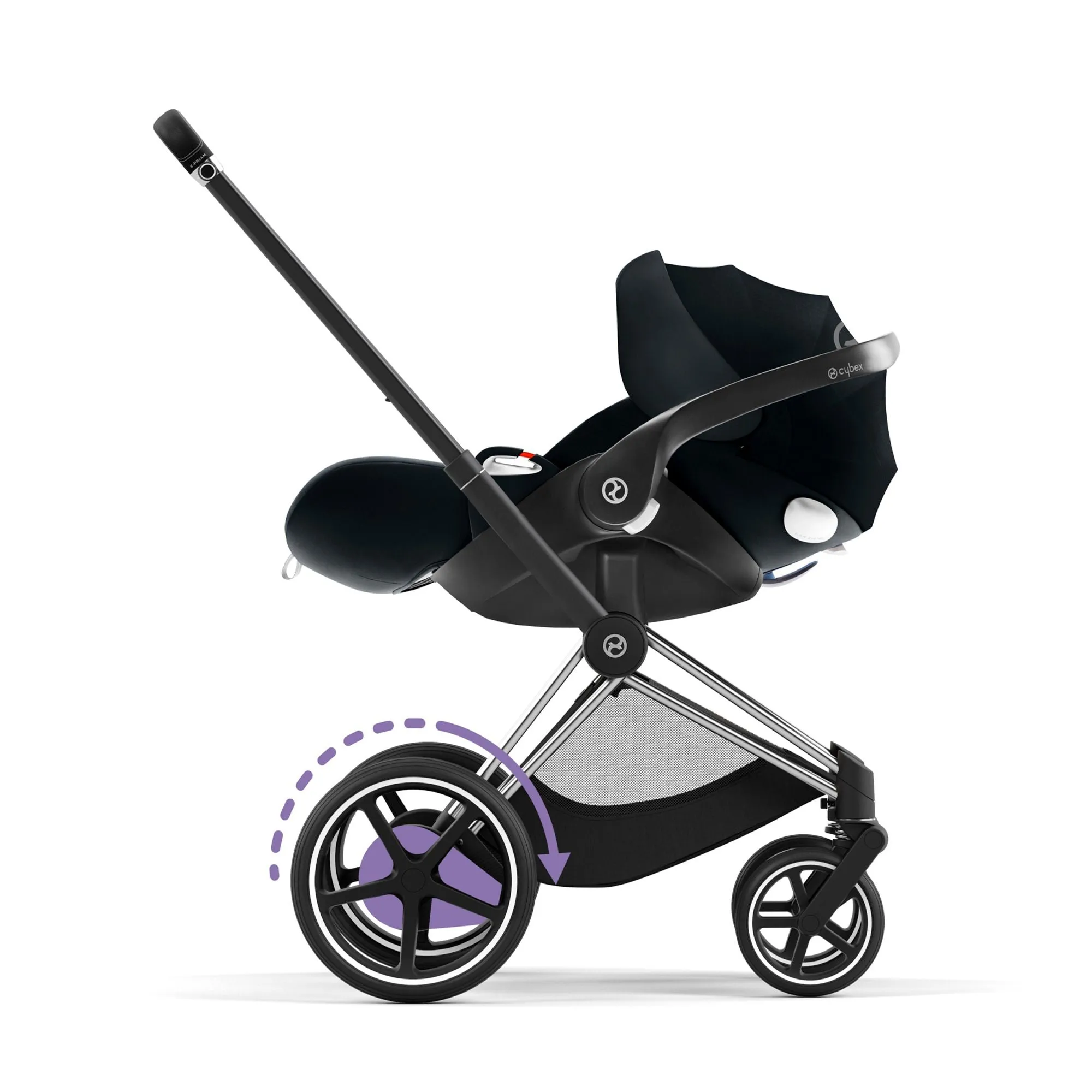 E-Priam Smart Electric Stroller   Free Carry Cot - Matte Black/Deep Black