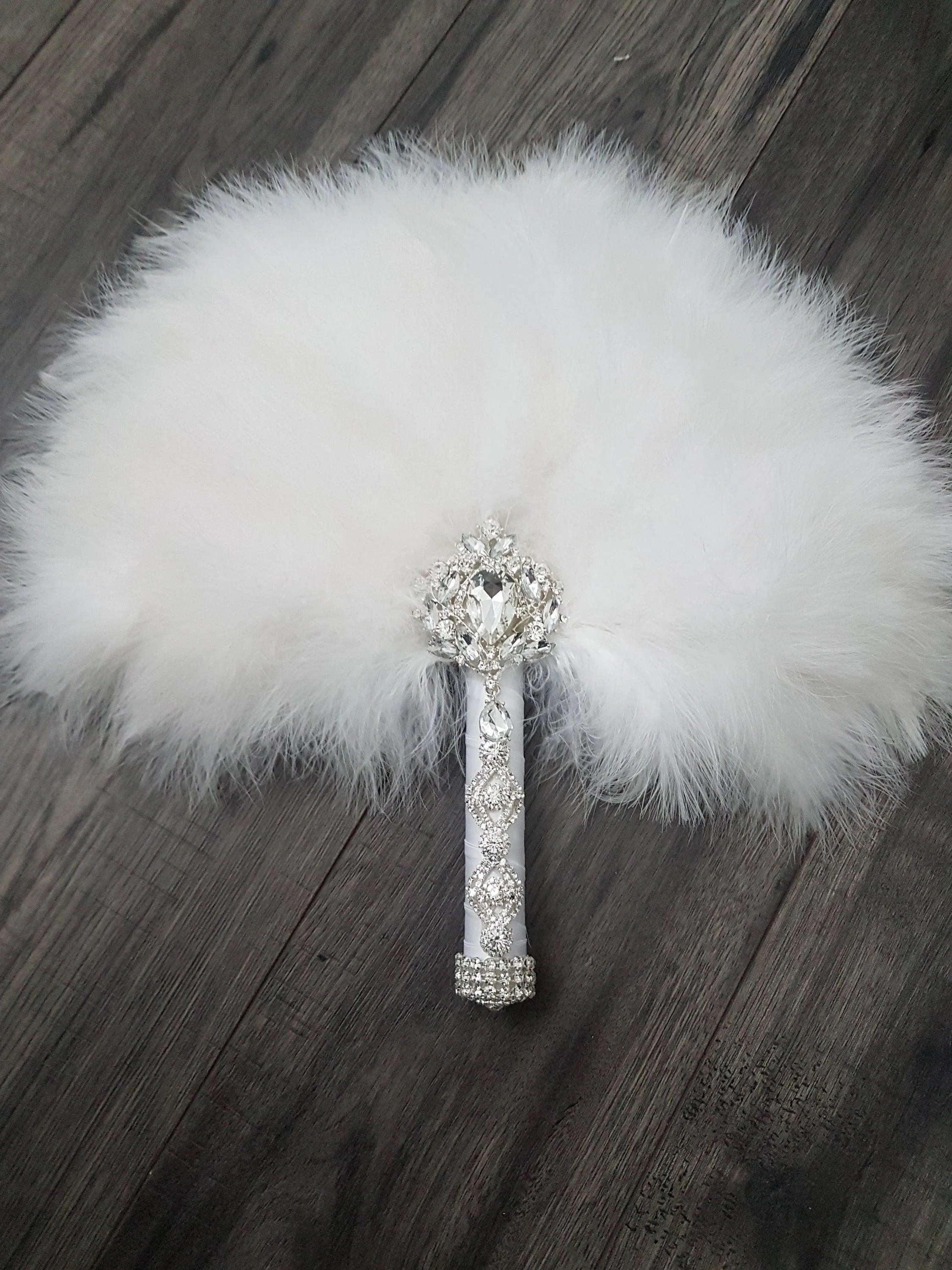 Feather Fan bouquet luxury alternative Bouquet Great Gatsby wedding style -ANY COLOUR Artificial bouquet by Crystal wedding uk