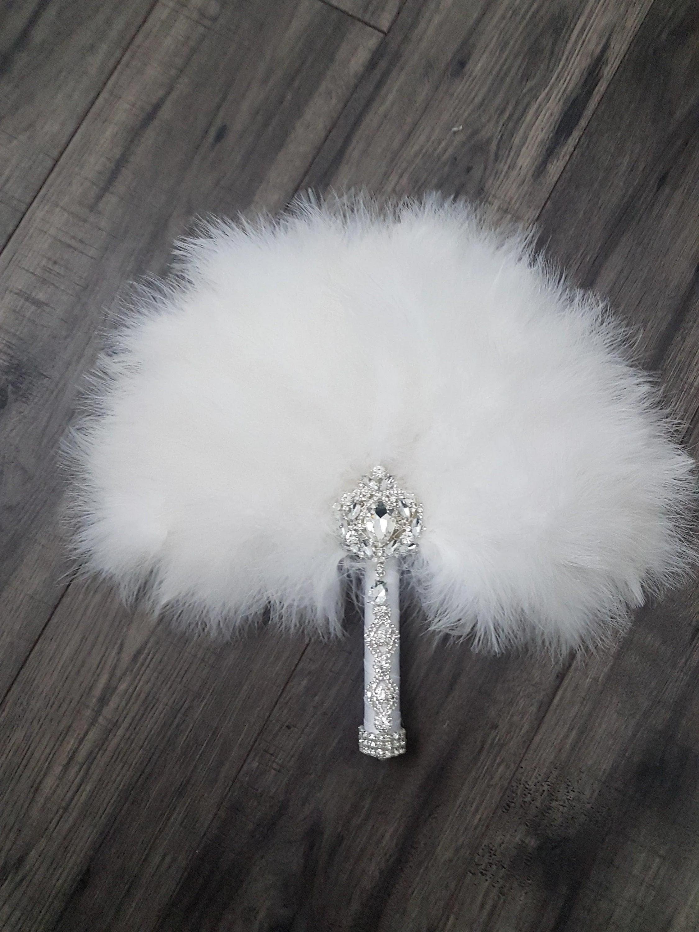 Feather Fan bouquet luxury alternative Bouquet Great Gatsby wedding style -ANY COLOUR Artificial bouquet by Crystal wedding uk