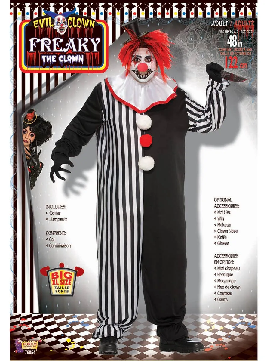 Freaky Evil Clown Mens Plus Size Halloween Costume