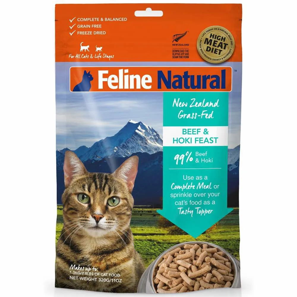 FREE SAMPLE (1 per order): Feline Natural Beef & Hoki Feast Freeze Dried Raw Cat Food 10g