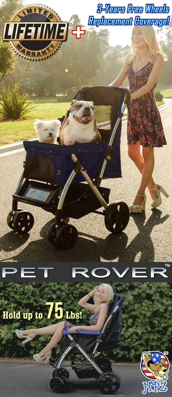 Heavy Duty Dog Stroller, Pet Stroller with Convertible Compartment