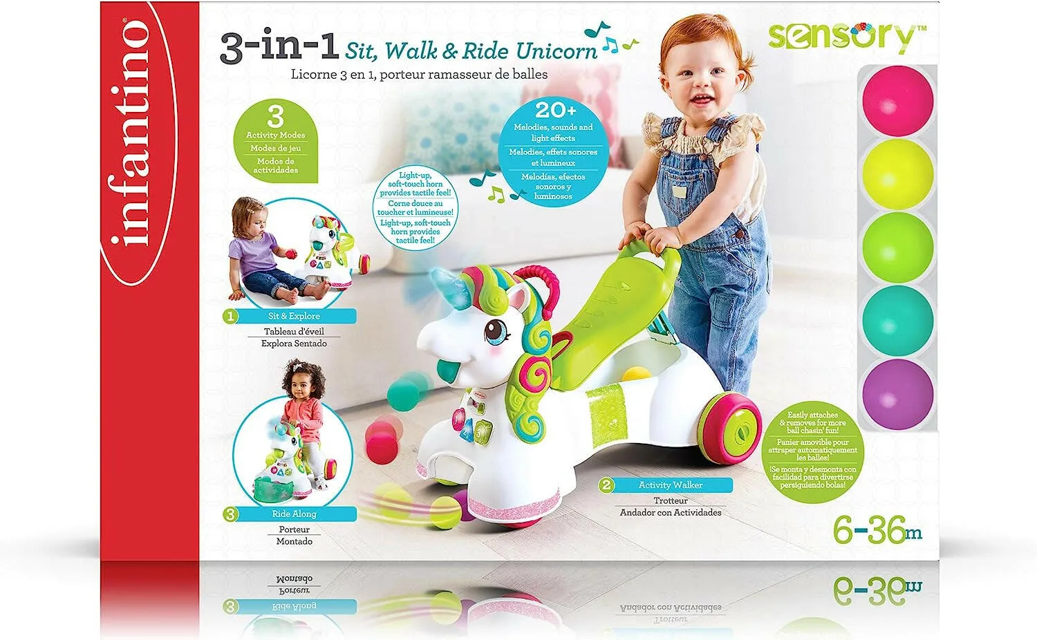 infantino Unicorn Walker 3-In-1 Sit Walk & Ride