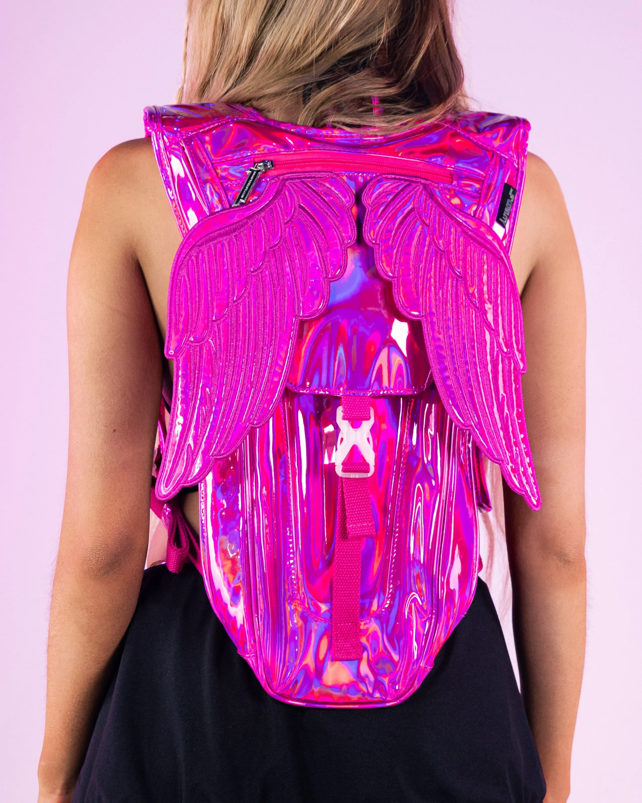 Laser Pink Angel Wings Hydration Backpack