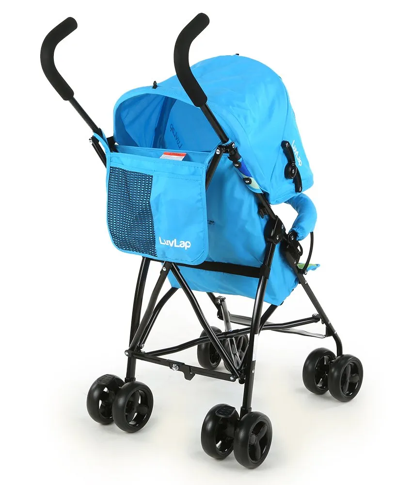 LuvLap Tutti Fruti Baby Stroller/Buggy, Compact & Travel Friendly pram, for Baby & Kids, 6-36 Months, with 5 Point Safety Harness, Adjustable seat Recline, 15Kg Capacity (Light Blue)