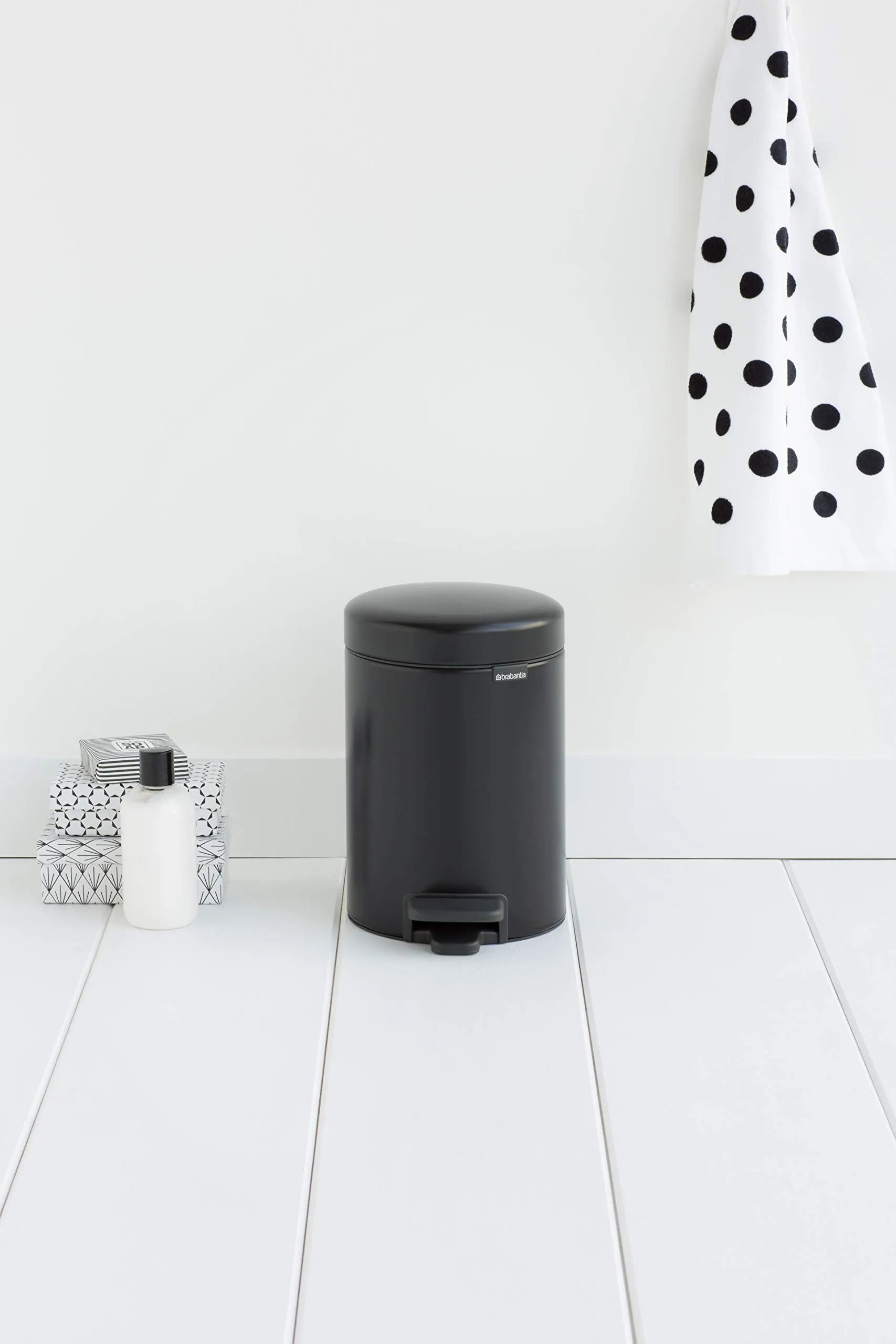 Matt Black, 3 L : Brabantia Pedal Bin newIcon with Plastic Inner Bucket, 3 Litre - Matt Black