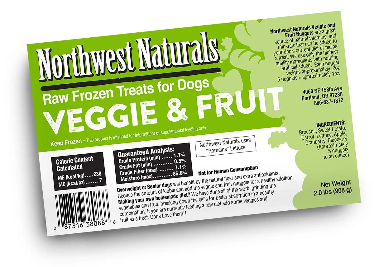 Northwest Natural Nuggets Fruits and Veggies Raw Frozen Treats For Dog