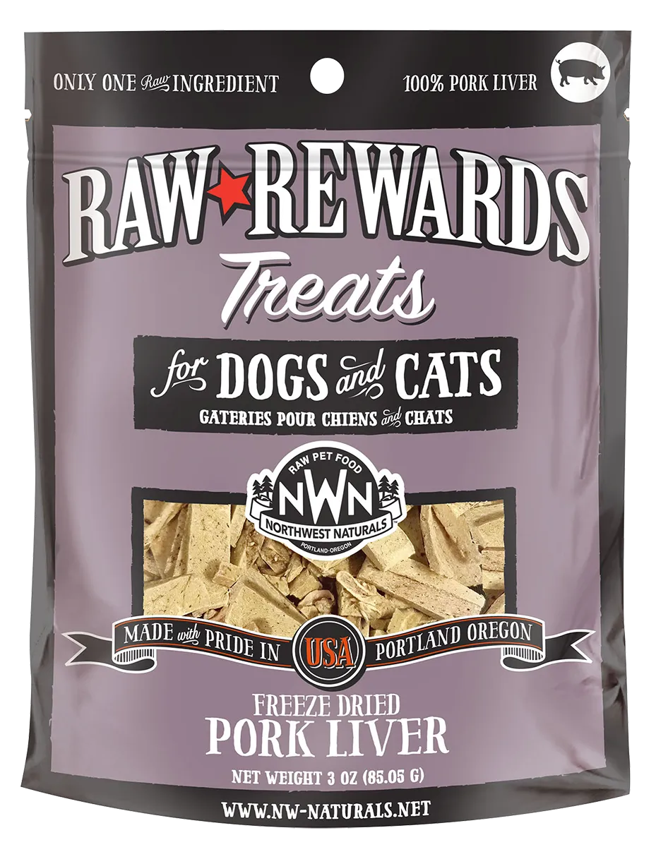 Northwest Naturals Raw Rewards Freeze-Dried Raw Pork Liver Treats for Cats & Dogs