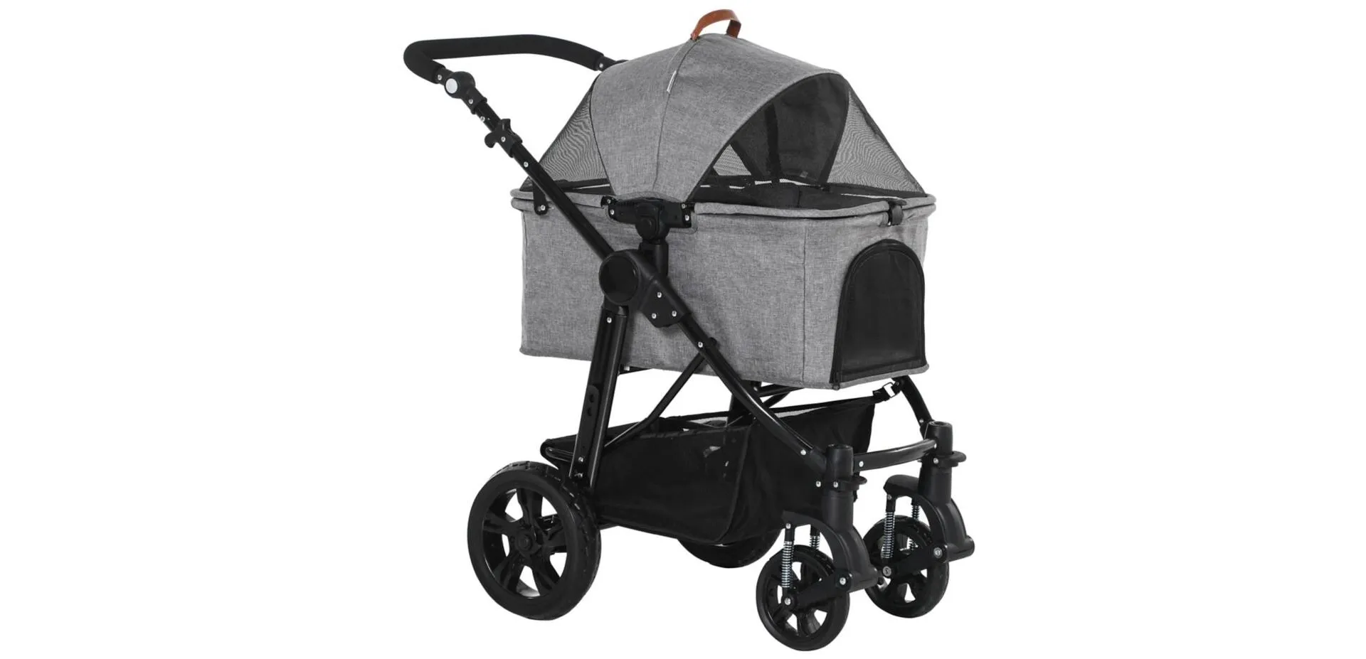 PawHut Dog Stroller Detachable Adjustable Handlebar Grey