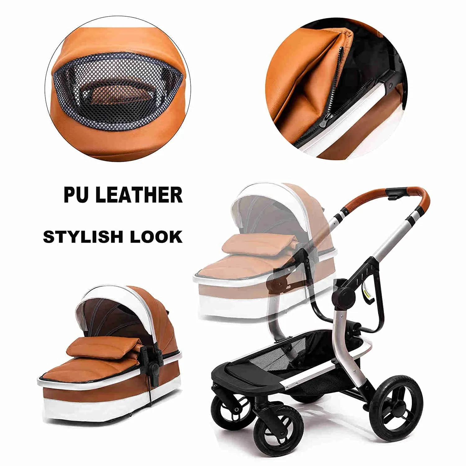 Red Upgraded Luxury 3-in-1 Baby Stroller