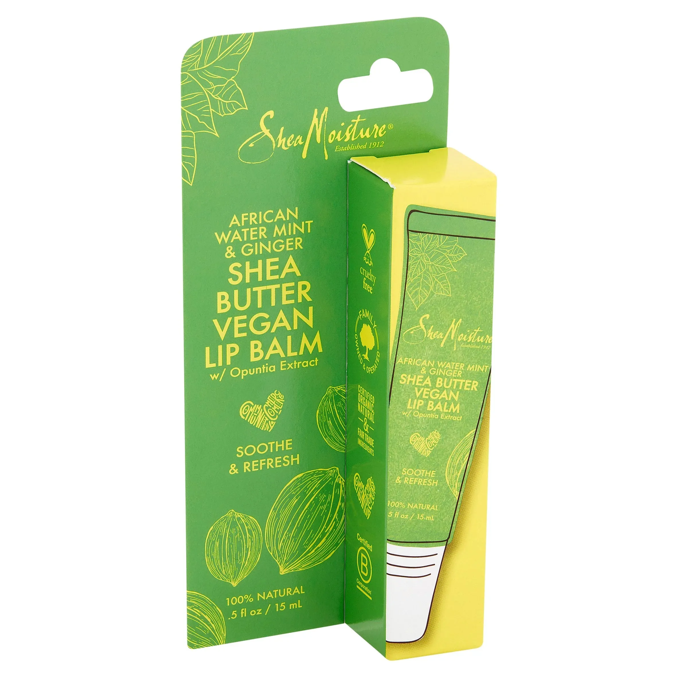 Shea Moisture African Water Mint And Ginger Shea Butter Vegan Lip Balm 15ml