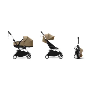 Stokke YOYO³ Newborn Shell 6  Complete Baby Stroller Set - White Frame with Toffee Newborn Shell & 6  Color Pack (Pre-Order; Est. Delivery in 4-6 Weeks)