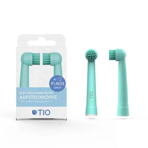 TIO Plant-based Replacement Brushes for Oral-B electric toothbrush 2 pcs, Lagoon / Pebble