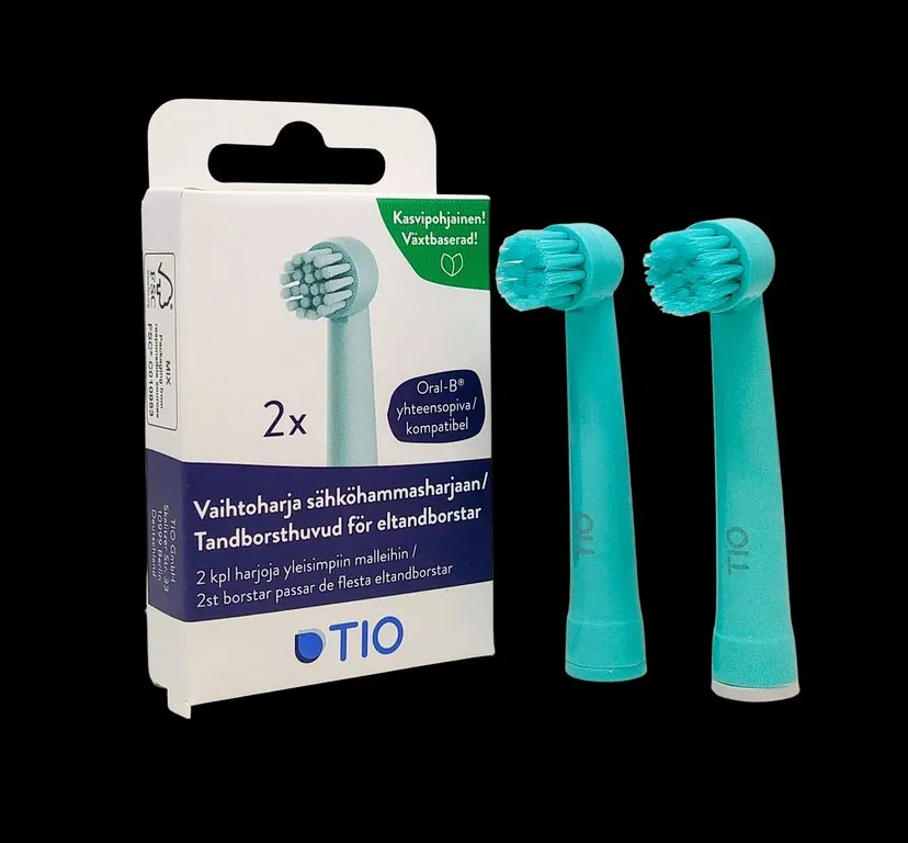 TIO Plant-based Replacement Brushes for Oral-B electric toothbrush 2 pcs, Lagoon / Pebble