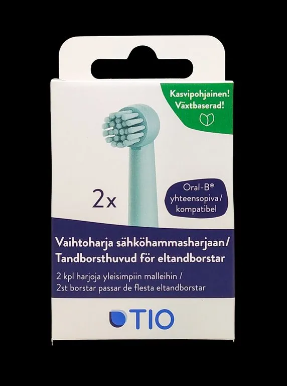 TIO Plant-based Replacement Brushes for Oral-B electric toothbrush 2 pcs, Lagoon / Pebble