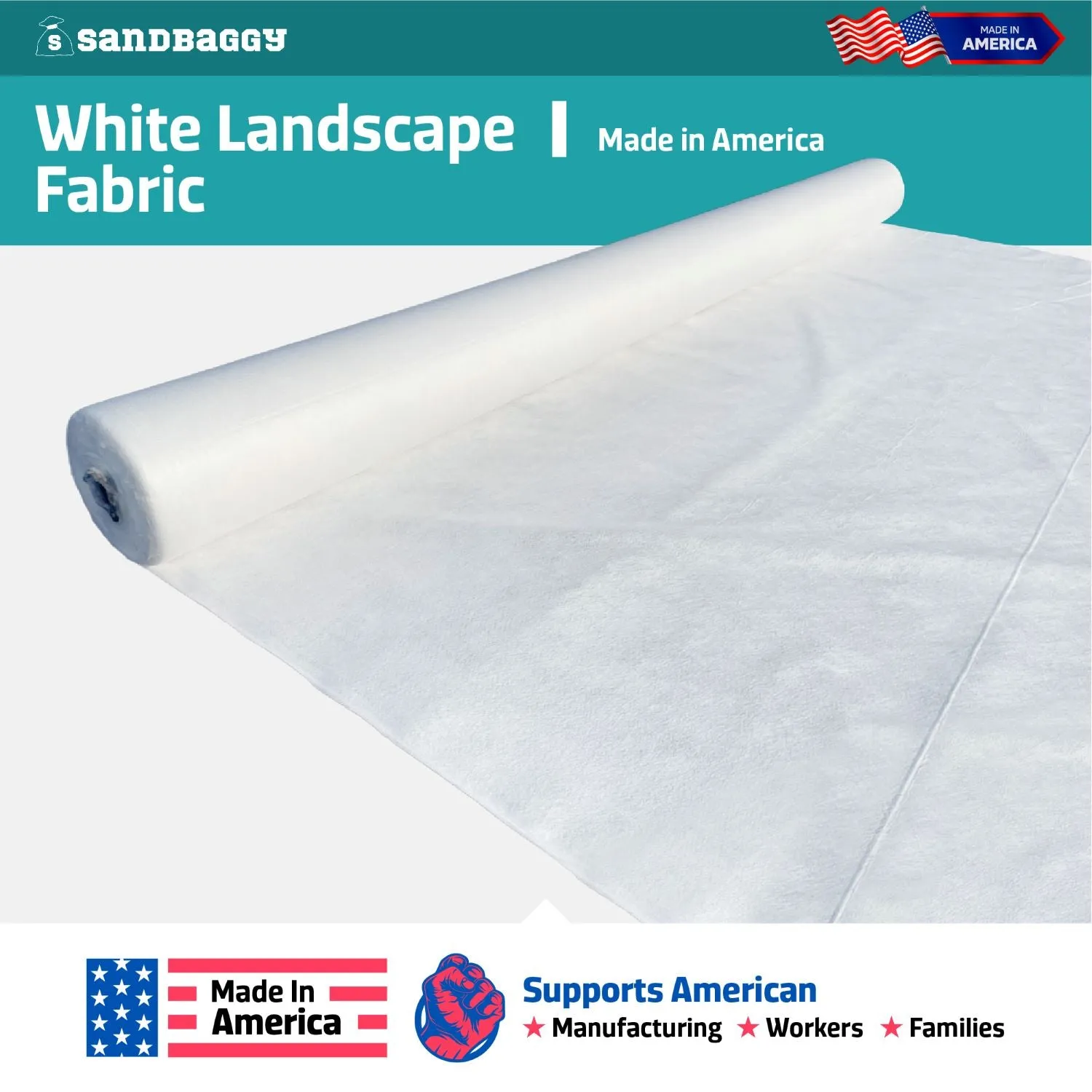 White Landscape Fabric (8 oz) - Ideal for Hot Climates - Weed Barrier, Ground Cover, Garden - Made in USA