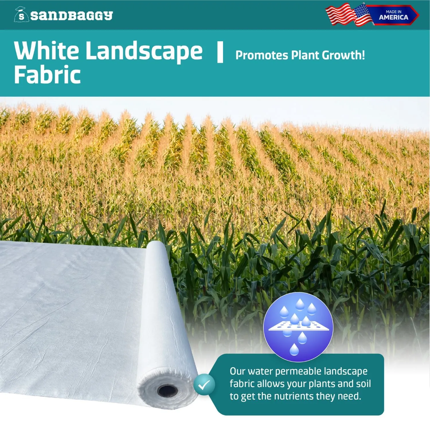 White Landscape Fabric (8 oz) - Ideal for Hot Climates - Weed Barrier, Ground Cover, Garden - Made in USA