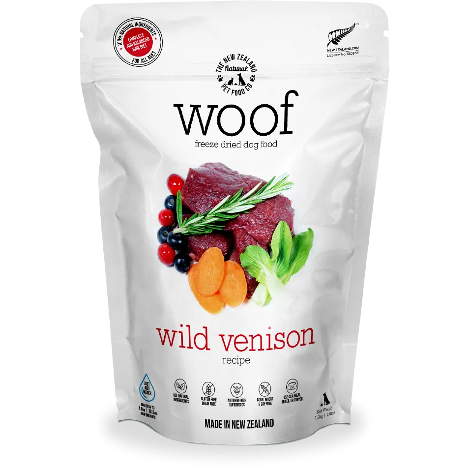 Woof Freeze-Dried Raw Wild Venison Dog Food 1kg